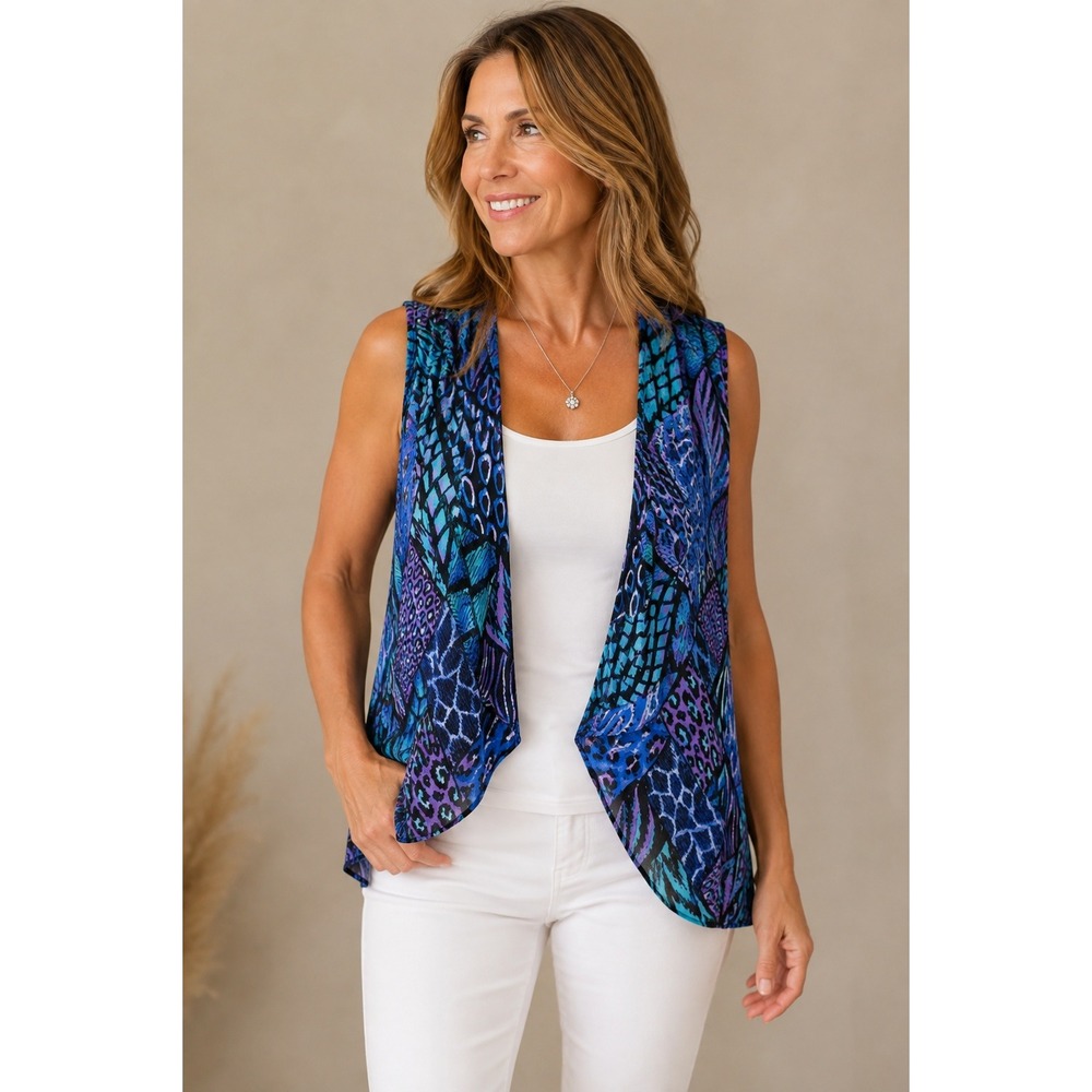 Bob Mackie Cardigan Womens XS Kimono Wearable Art Lightweight Open Front Vest